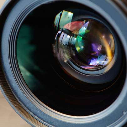 A closeup of a camera lens